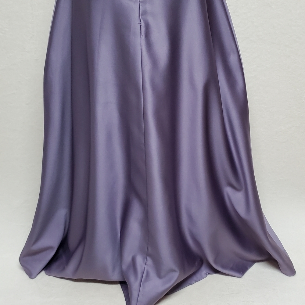 80s Vintage Royal Purple Floral Embroidered Boatneck A-line Two-Piece Maxi Dress - Picture 13 of 14